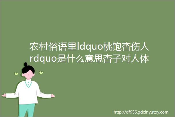 农村俗语里ldquo桃饱杏伤人rdquo是什么意思杏子对人体是否不好