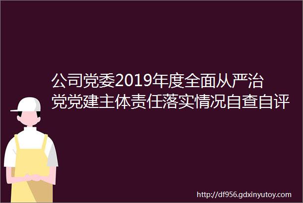 公司党委2019年度全面从严治党党建主体责任落实情况自查自评报告