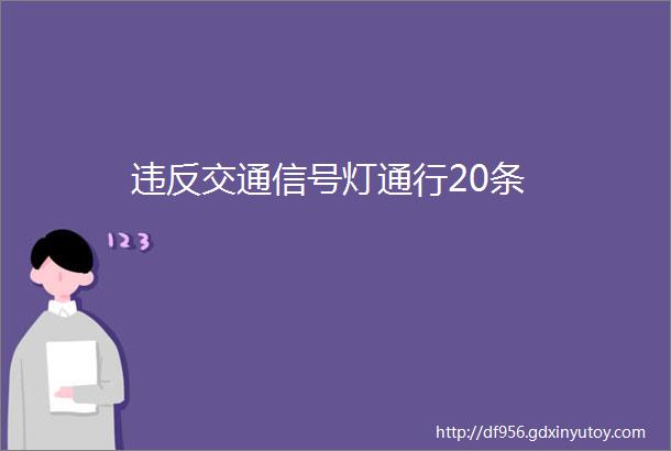 违反交通信号灯通行20条