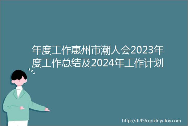 年度工作惠州市潮人会2023年度工作总结及2024年工作计划